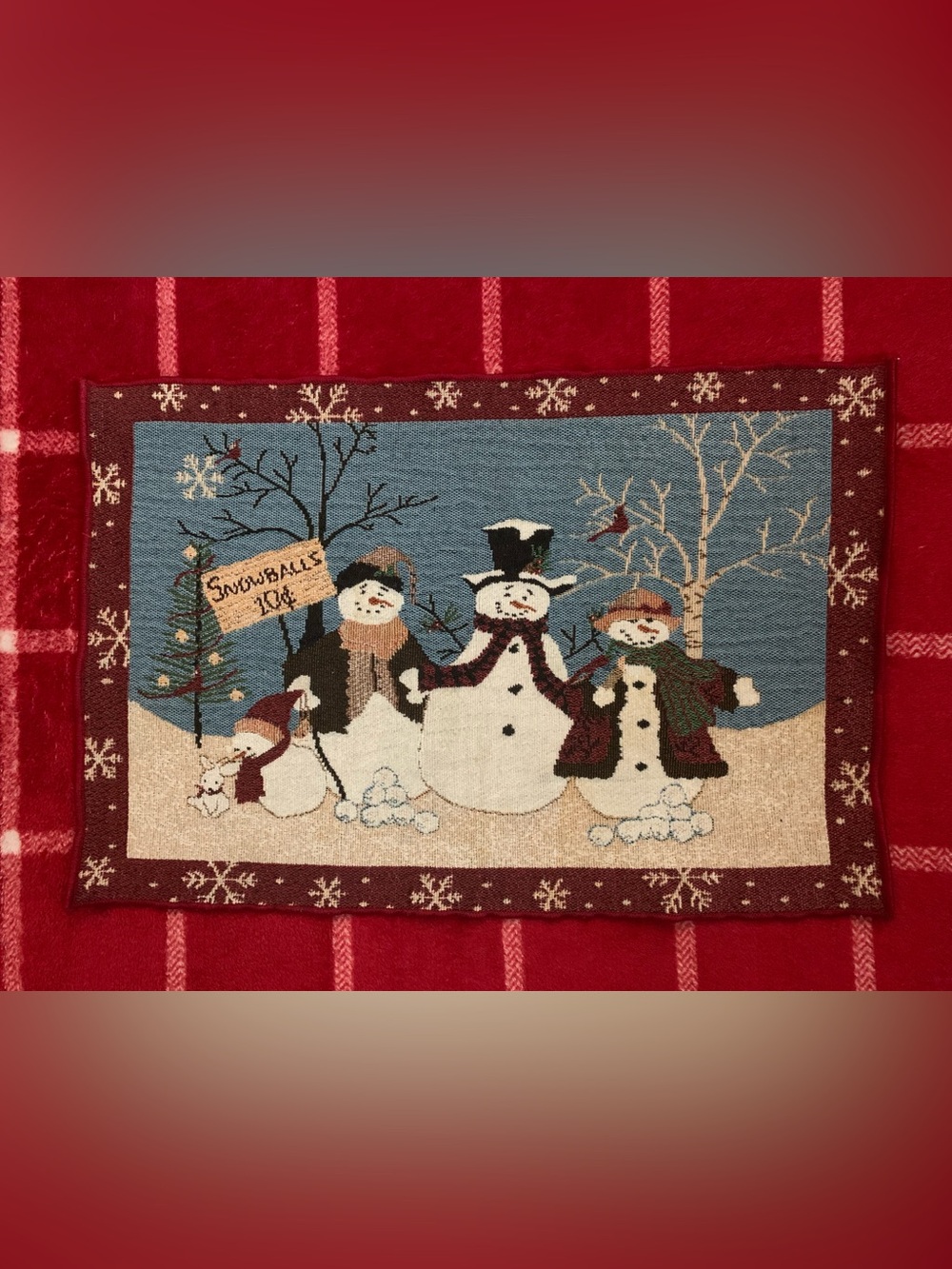 Festive Snowman Holiday Tapestry Placement Table Cover - Susan Winget ? Design